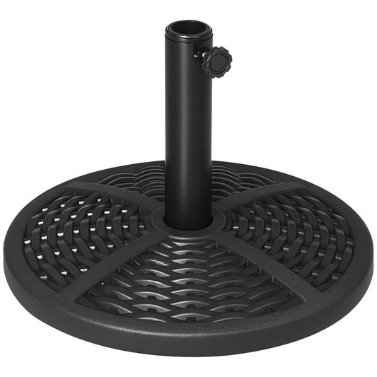 21 lbs Cement Round Market Umbrella Base Holder, 18" Heavy Duty Parasol Stand with Rattan Design for Patio, Black