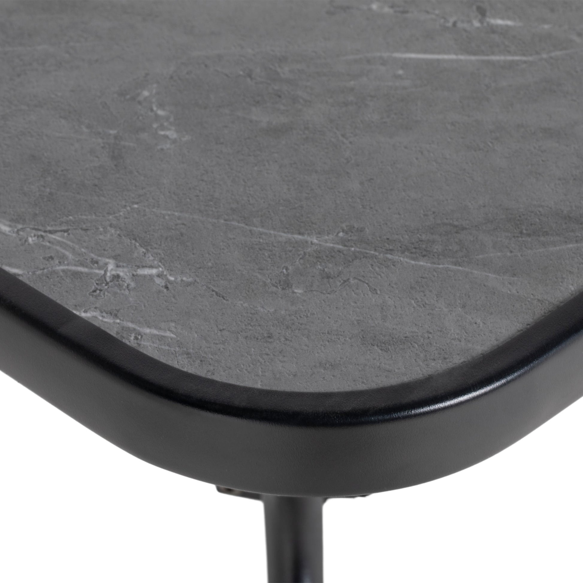 Square Outdoor Table, Patio Bistro Coffee Table with Faux-marbled Top and 42mm Umbrella Hole for Garden, Dark Grey
