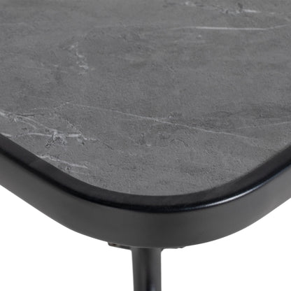 Square Outdoor Table, Patio Bistro Coffee Table with Faux-marbled Top and 42mm Umbrella Hole for Garden, Dark Grey