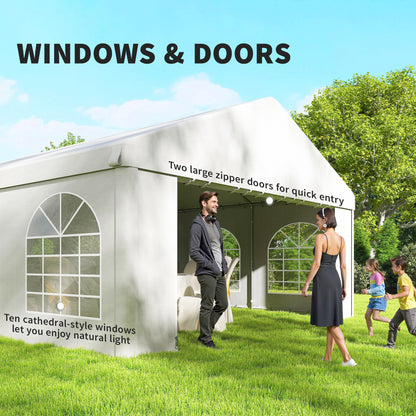 16'x32' Heavy Duty Large Party Tent & Carport with Removable Sidewalls, Portable Garage Canopy Tent, White
