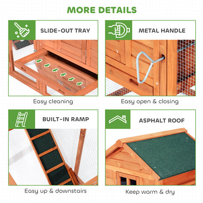 123" Extra Large Chicken Coop Wooden Poultry House Rabbit Hutch Hen Backyard with Outdoor Run Ramps and Nesting Boxes, Orange