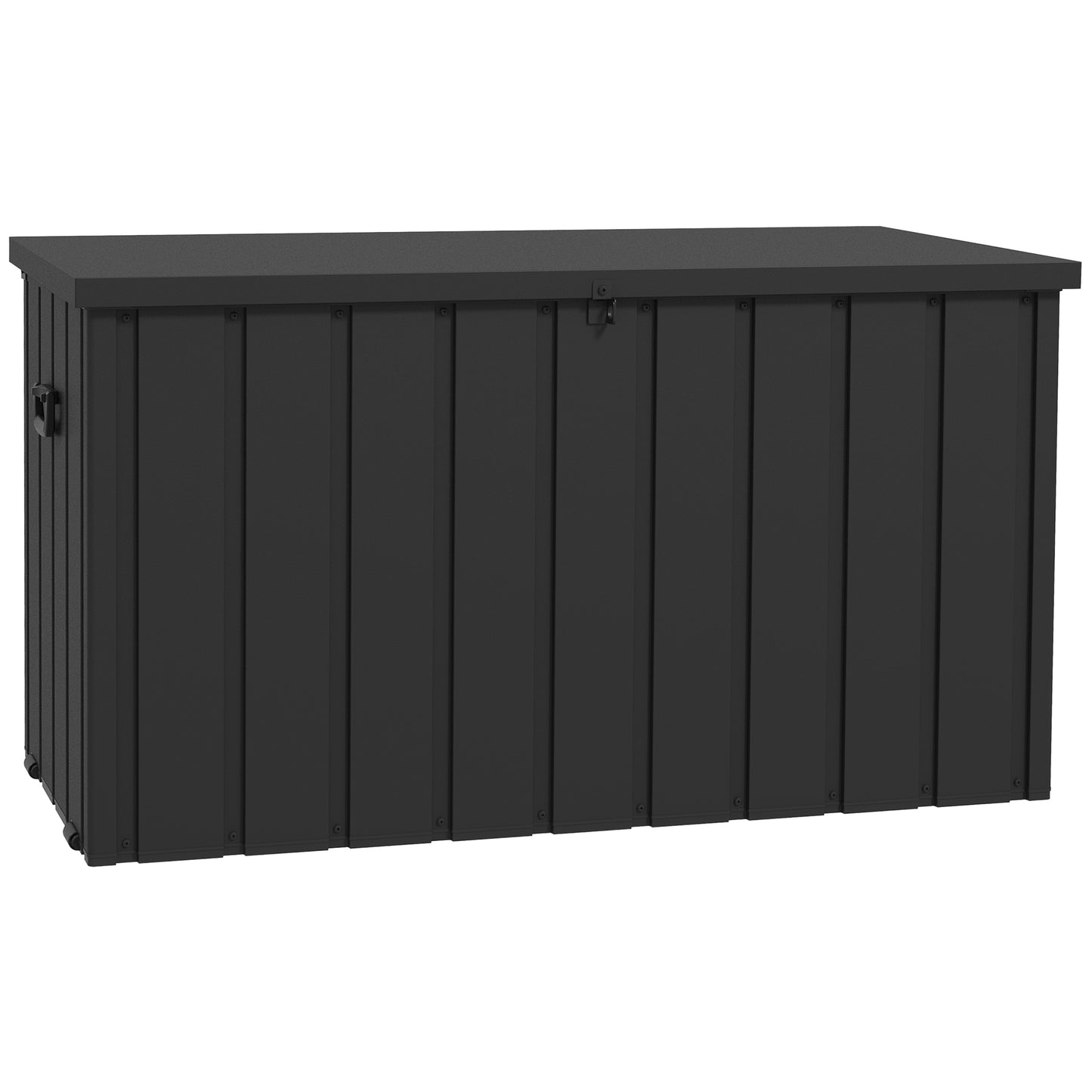 119 Gallon Deck Box, Lockable Galvanised Steel Outside Storage Container for Tools, Cushions, Dark Grey