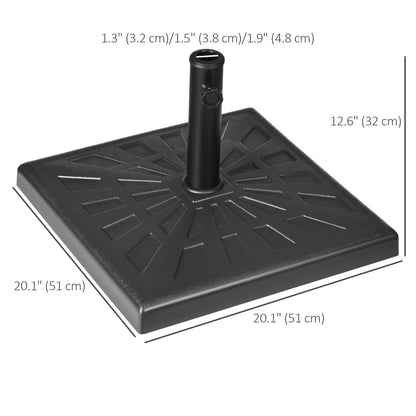 42 lb Heavy Duty Patio Umbrella Stand, 20" Resin Outdoor Umbrella Base, Square Market Umbrella Holder, Black