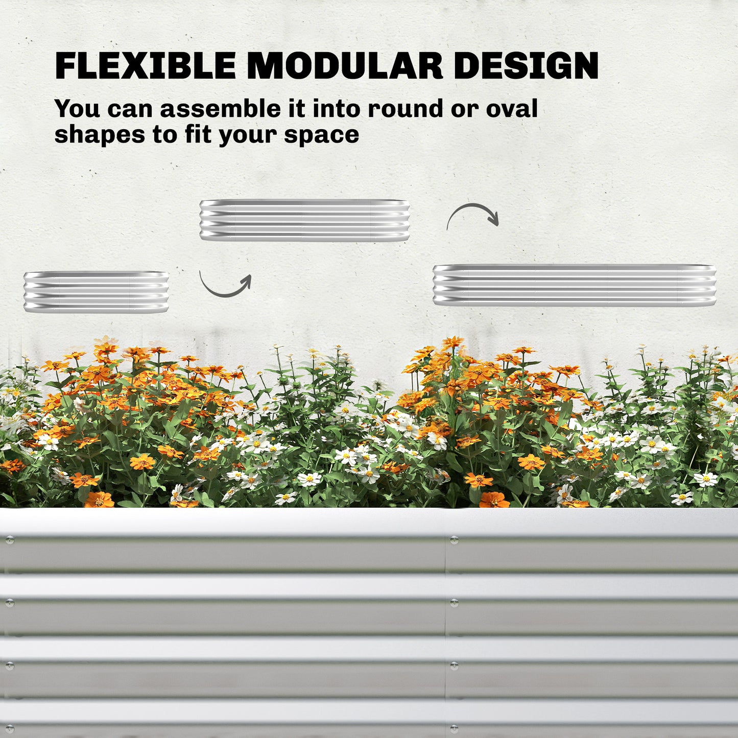 Galvanised Raised Garden Bed with Arched Trellis, 7 x 4 x 7ft Metal Outdoor Planter Box with Open Bottom