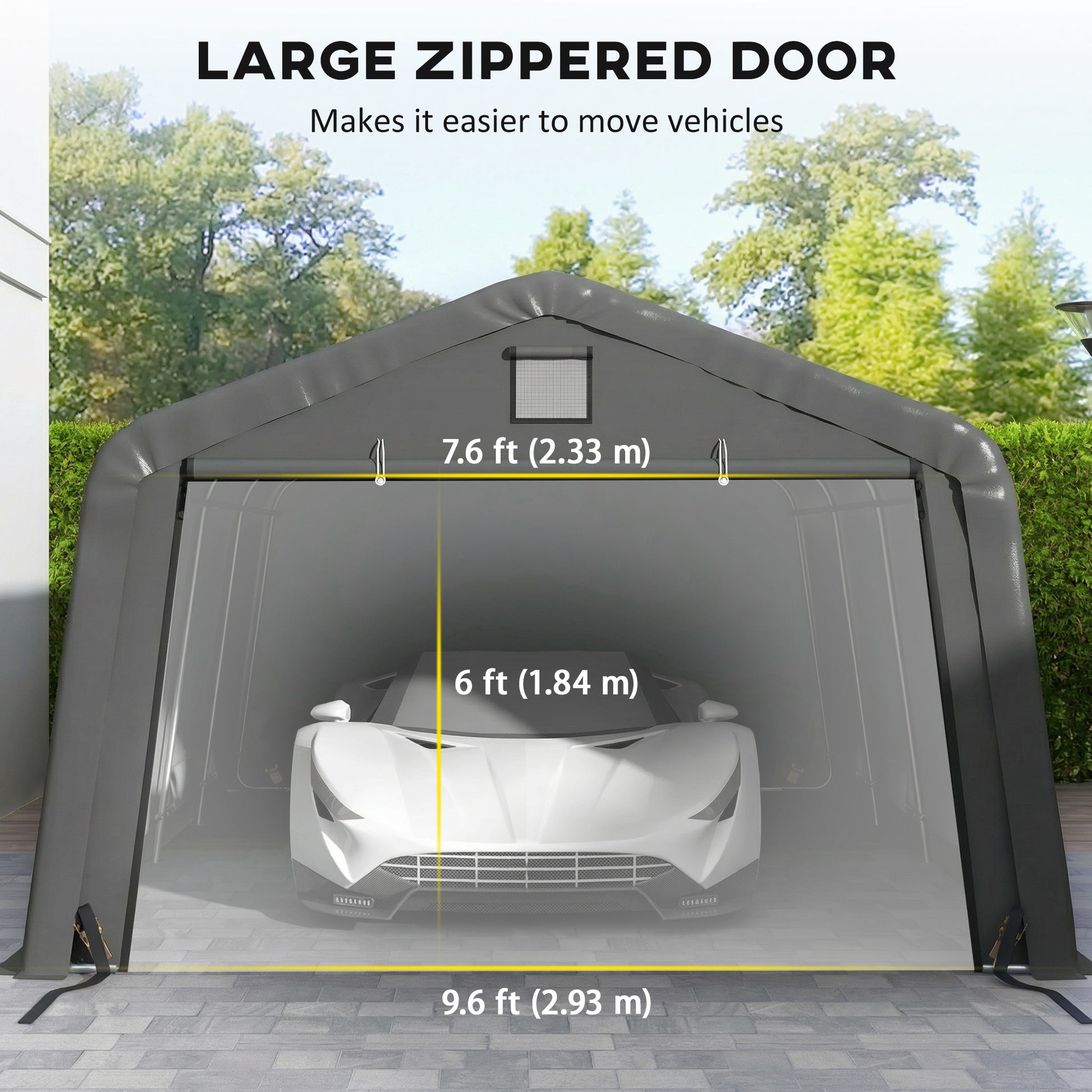 12' x 20' Portable Garage, Heavy Duty Carport Canopy with Ventilation Windows and Large Roll-up Door, Dark Grey