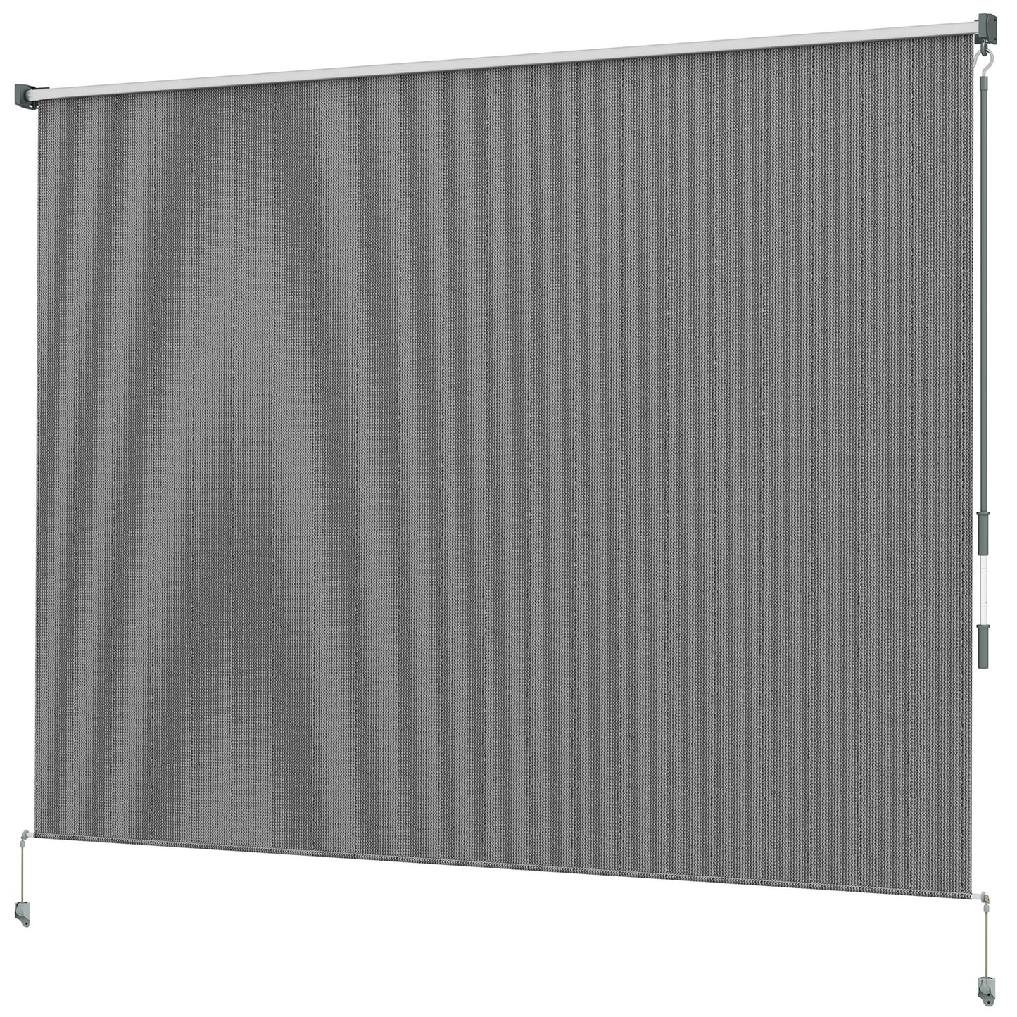 8' x 6' Patio Door Blinds, Outdoor Roller Shades, Cordless Roll Up Shade for Porch Gazebo, Dark Grey