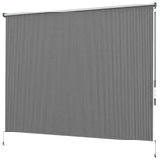 8' x 6' Patio Door Blinds, Outdoor Roller Shades, Cordless Roll Up Shade for Porch Gazebo, Dark Grey