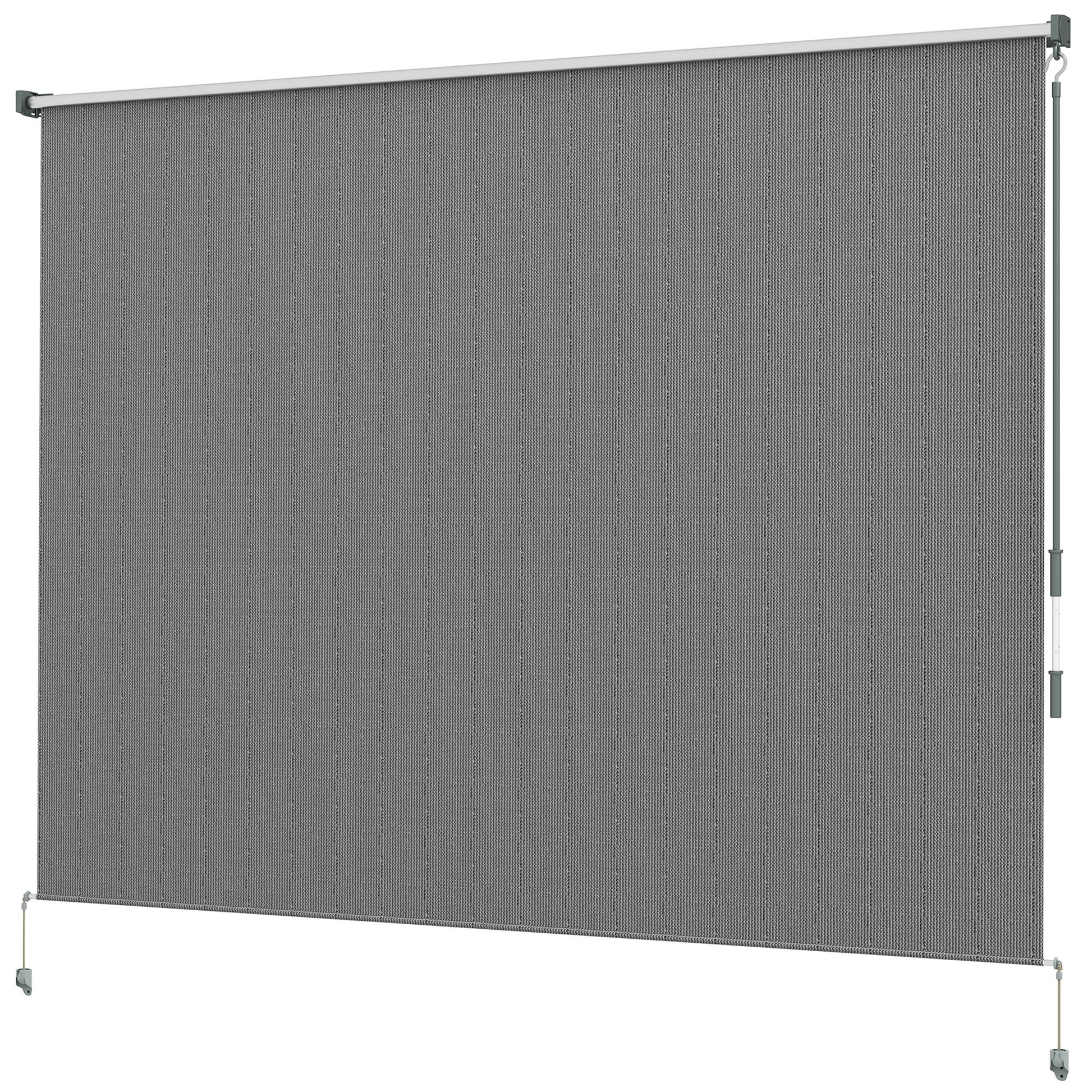 8' x 6' Patio Door Blinds, Outdoor Roller Shades, Cordless Roll Up Shade for Porch Gazebo, Dark Grey