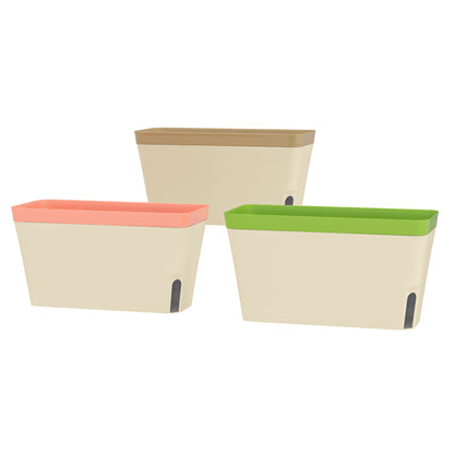3 Pack Self Watering Flower Pots, 10.5 Inch Planter Box with Water Level Indicator for Vegetables, Succulents Plants