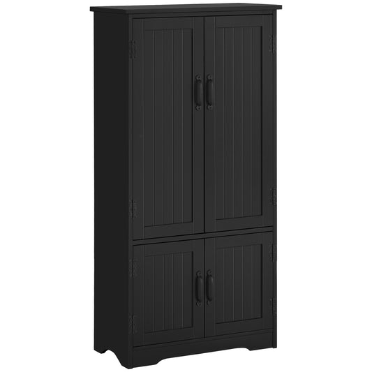 48" 4-Door Storage Cabinet Multi-Storey Large Space Pantry with Adjustable Shelves Black