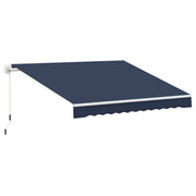 10' x 8' Manual Retractable Awning, Sun Shade Shelter Canopy, with Aluminum Frame and UV Protection for Patio Deck Yard Window Door, Blue