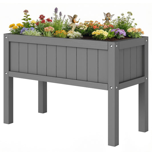 Raised Garden Bed with Legs, HDPE Raised Planter with Drainage Holes and Liner for Vegetables Flowers Herbs