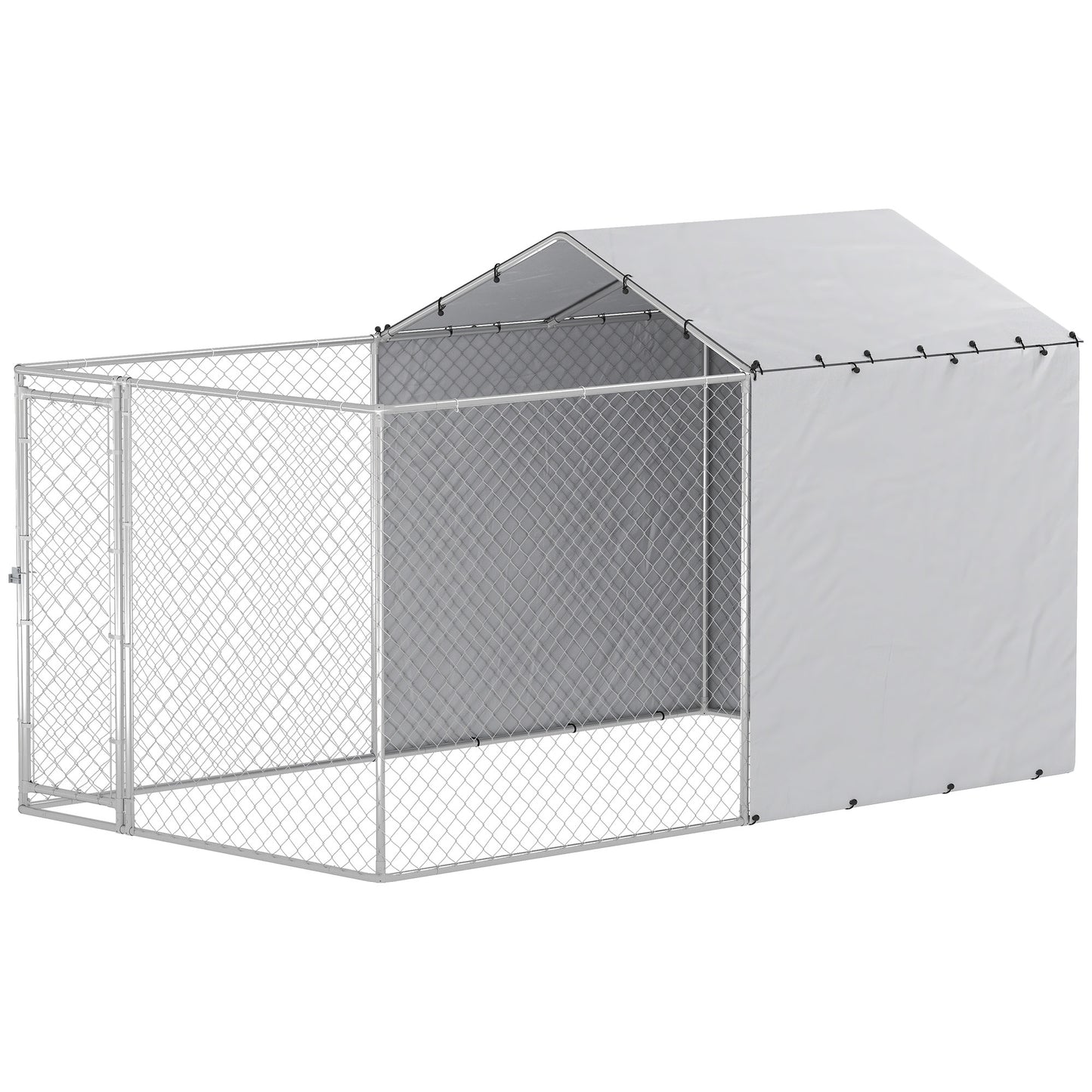 Galvanized Steel Dog Kennel Outdoor with Waterproof & UV-Resistant Cover for Large Dogs, 13.1' x 7.5' x 7.5'