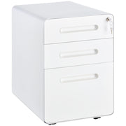 Lockable File Cabinet, Steel Filing Cabinet on Wheels for Legal, A4, Letter Size, Home Office