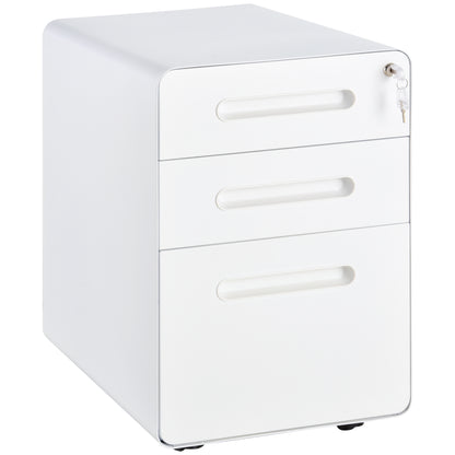 Lockable File Cabinet, Steel Filing Cabinet on Wheels for Legal, A4, Letter Size, Home Office