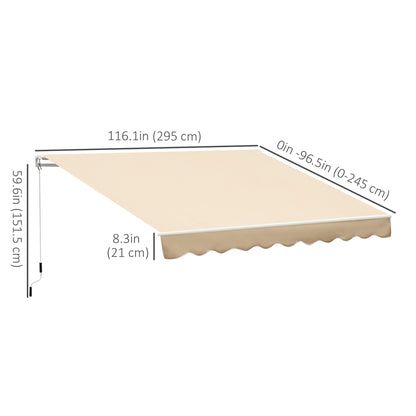 10' x 8' Manual Retractable Awning, Sun Shade Shelter Canopy, with Aluminum Frame and UV Protection for Patio Deck Yard Window Door, Beige