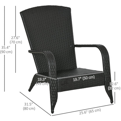 Patio Wicker Adirondack Chair, PE Rattan Outdoor Muskoka Chair, Fire Pit Chair with Cushions for Patio, Garden, Backyard, Poolside, Balcony, Deck, Light Grey
