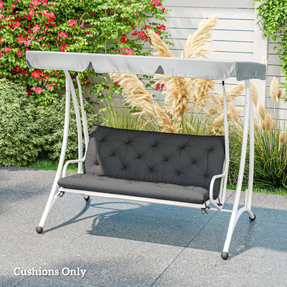 2 Seater Garden Bench Cushion, Soft Thick Outdoor Non-Slip 2 Seater Soft Pad With Backrest for Garden Patio, 47" x 43" x 5", Black