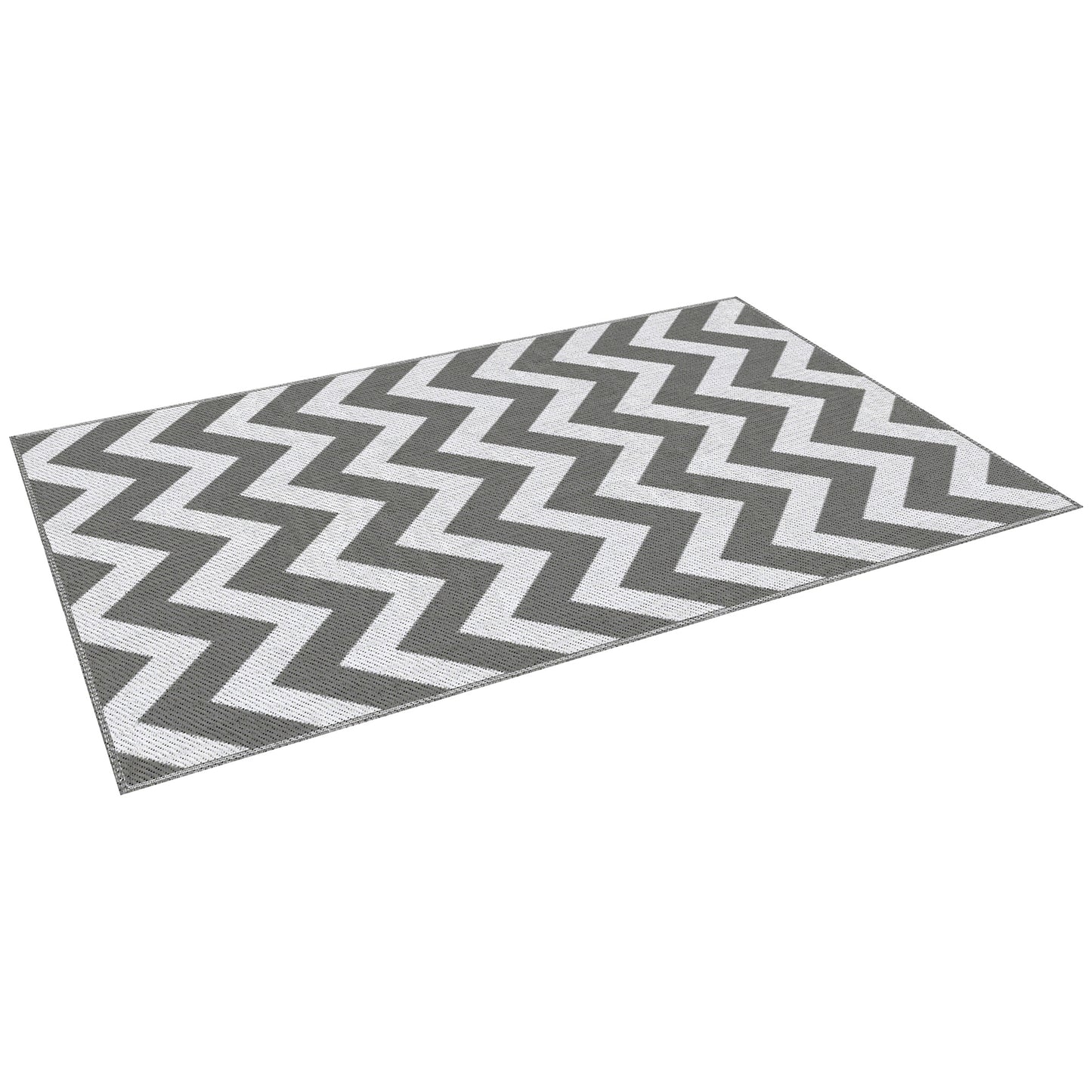 Reversible Outdoor RV Rug, Patio Floor Mat, 4' x 6' Plastic Straw Rug for Backyard, Deck, Beach, Camping, Grey & White