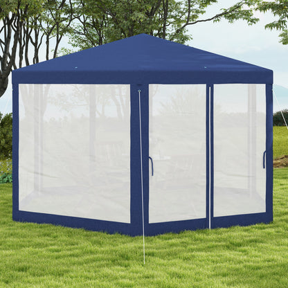 Hexagon Party Tent, Patio Gazebo with Netting Mesh, Blue