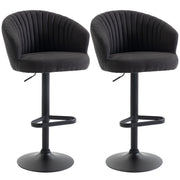 Adjustable Bar Stools Set of 2, Upholstered Kitchen Stools with Swivel Seat, Steel Frame, Footrest, ‎Black