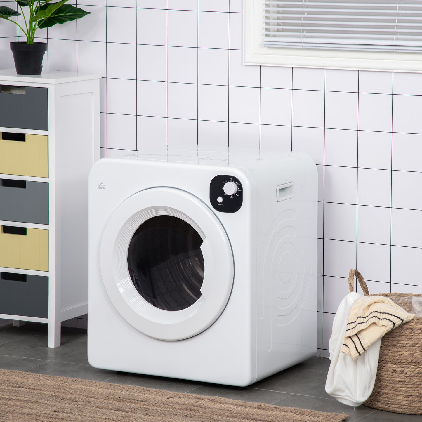 Compact Laundry Dryer Machine, 1300W, 3.22 Cu. Ft. Electric Portable Clothes Dryer with 7 Drying Modes for Apartment or Dorm, White