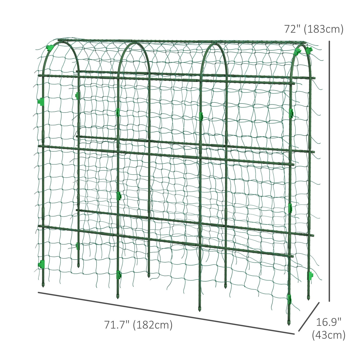 Metal Garden Trellis, Arch Trellis for Climbing Plants Outdoor, A-Frame, with Climbing Net, 17" x 72" x 72"