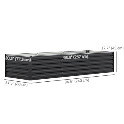 8 x 2.6 x 1.5ft Galvanized Raised Garden Bed, Reinforced Outdoor Planter Box with Open Bottom, Dark Grey