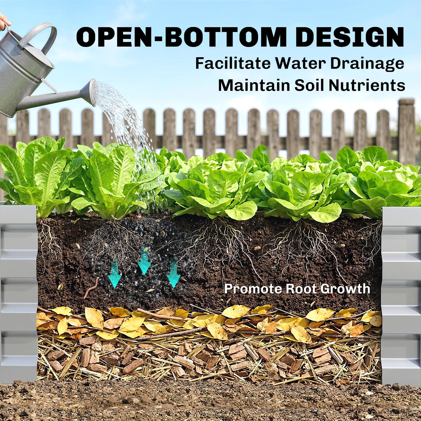 4' x 4' x 1' Galvanized Raised Garden Bed, Outdoor Metal Planter Box with Open Bottom, Square Raised Garden Box for Vegetables, Flowers, Herbs, Silver