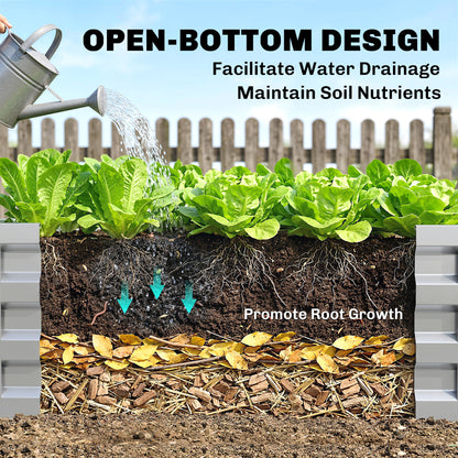 4' x 4' x 1' Galvanized Raised Garden Bed, Outdoor Metal Planter Box with Open Bottom, Square Raised Garden Box for Vegetables, Flowers, Herbs, Silver