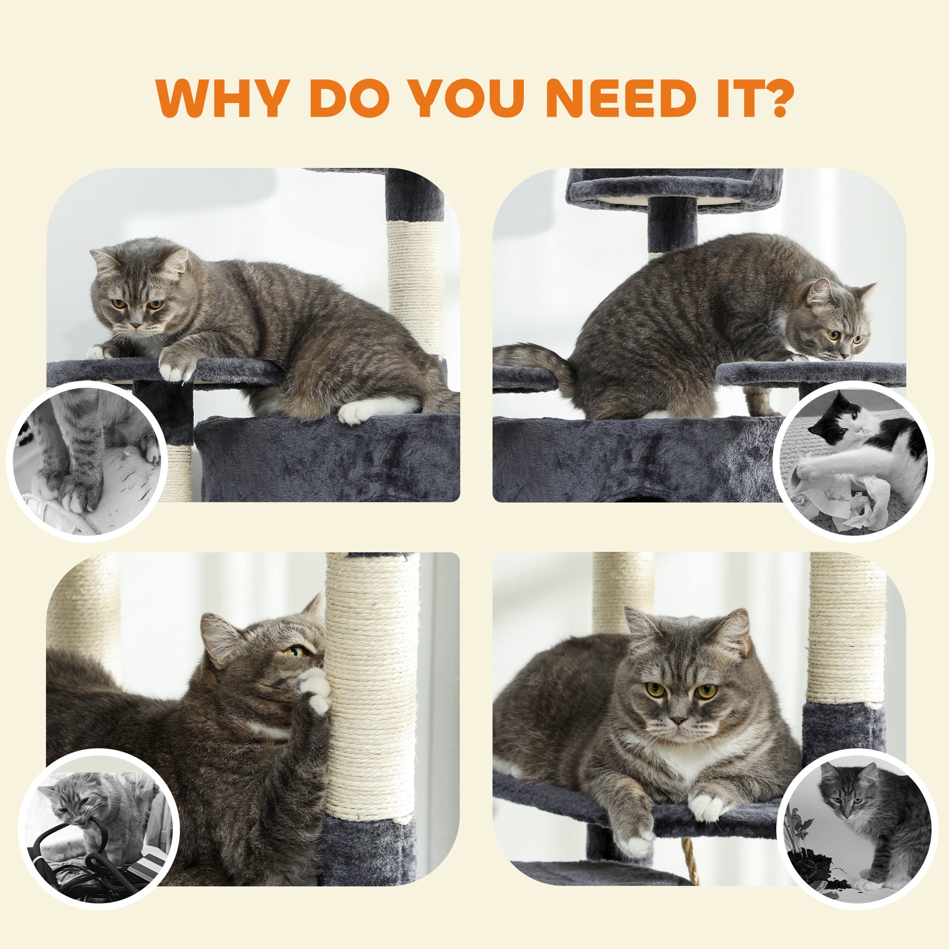 79" Scratching Kitten Tree Condo Kitten Scratch Activity Center Toys Dark Grey