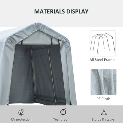 8' x 6' Carport with Sidewalls and Roll-up Door, Outdoor Storage Shelter for Motorcycle and Car, Grey