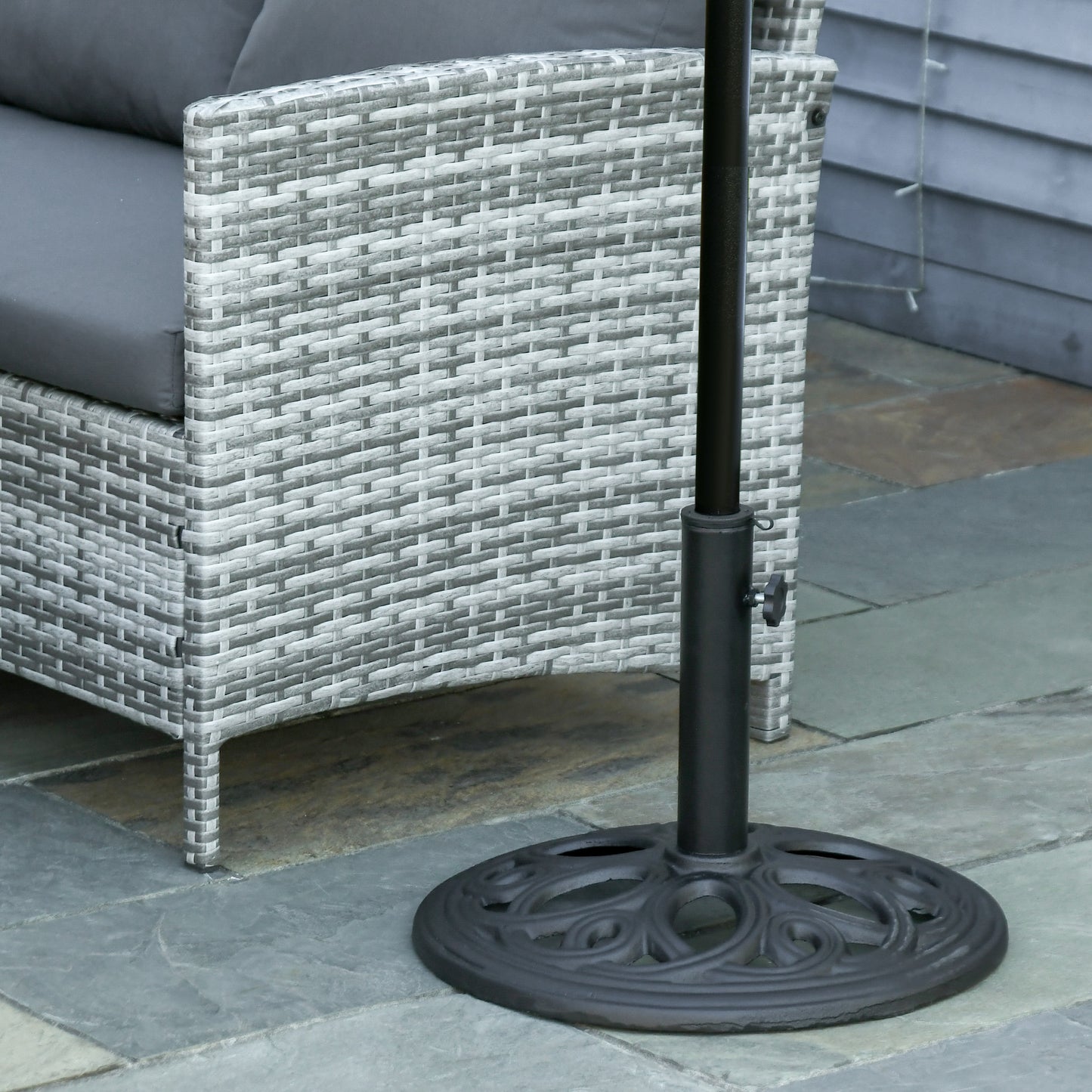 25lbs Cast Iron Round Patio Umbrella Base Stand, Umbrella Holder for Outdoor, Patio, Garden, Deck and Beach, Fit Dia. 1.5", 2" Pole, Black