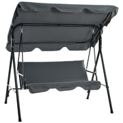 3-Seater Outdoor Porch Swing with Adjustable Canopy, Patio Swing Chair for Garden, Poolside, Backyard, Grey