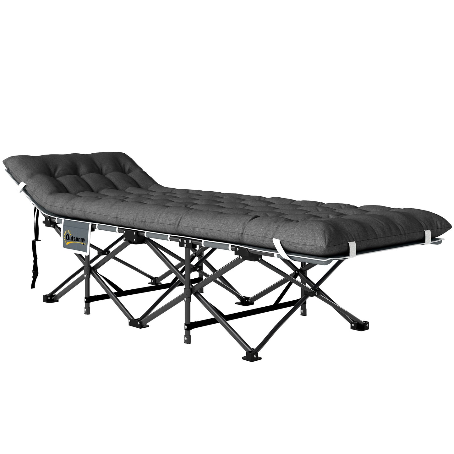 26.8" Wide Folding Bed, Camping Cot for Adults with Cushion, Carry Bag, Max Load 330 LBS, Dark Grey