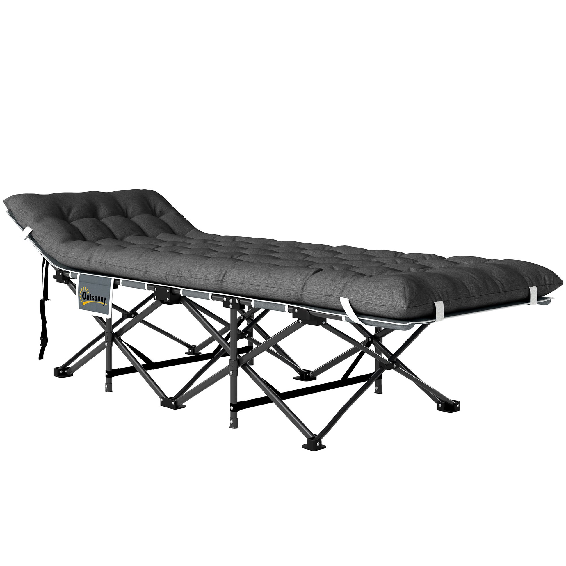 26.8" Wide Folding Bed, Camping Cot for Adults with Cushion, Carry Bag, Max Load 330 LBS, Dark Grey