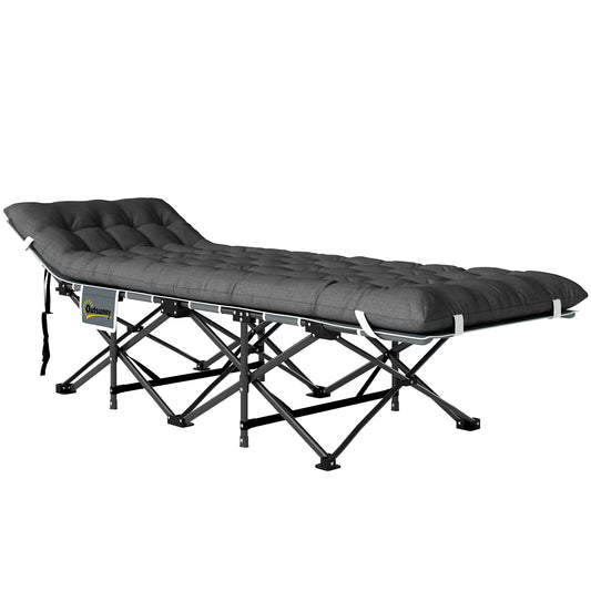 26.8" Wide Folding Bed, Camping Cot for Adults with Cushion, Carry Bag, Max Load 330 LBS, Dark Grey