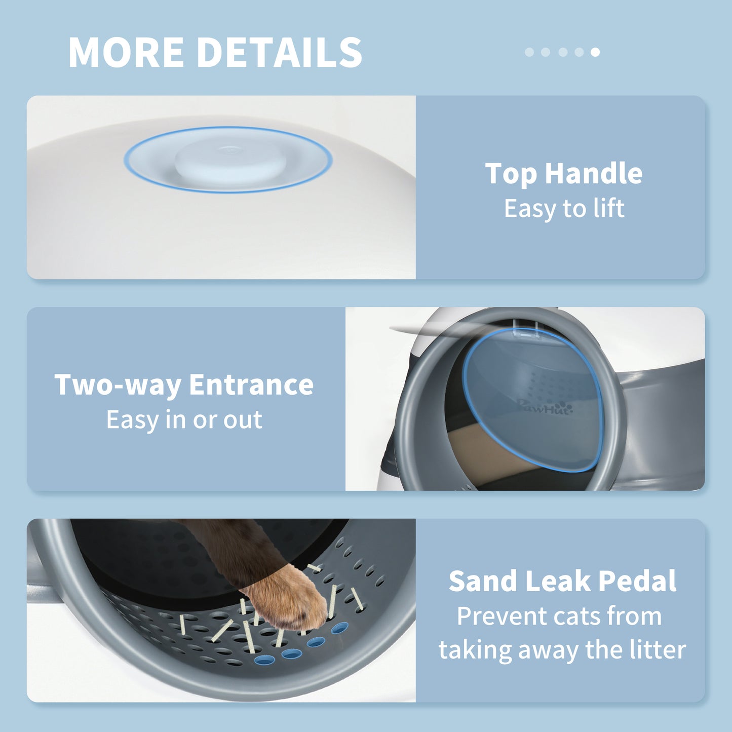Foldable Large Cat Litter Box with Lid, Covered Kitten Litter Box w/ Automatic Cat Litter-Proof Sides, Deodorization, Easy to Clean, White and Grey