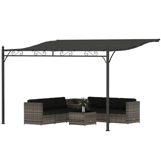 11.5' x 8.2' Outdoor Pergola, Wall Mounted Lean to Pergola with Metal Frame, UPF30+, Garden Gazebo