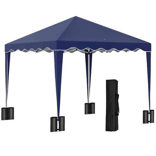 10' x 10' Pop Up Canopy Tent with Sand Bags, Instant Shelter with Adjustable Height and Carry Bag, Garden Outdoor Party Tent, Blue