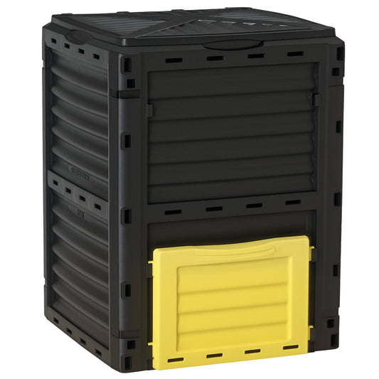 Garden Compost Bin Large Outdoor Compost Container 80 Gallon Fast Creation of Fertile Soil Aerating Compost Box, Yellow