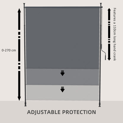 7' x 10' Retractable Patio Awning, Manual Outdoor Privacy Screen with UPF40+ & Water-Resistant Fabric, Grey