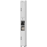 Narrow Bathroom Cabinet, Tall Bathroom Storage Cabinet with Barn Doors, Drawer and Adjustable Shelves, White Wood Grain
