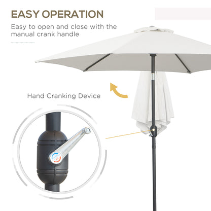 8.5' Round Aluminum Patio Umbrella 6 Ribs Market Sunshade Tilt Canopy w/ Crank Handle Garden Parasol White