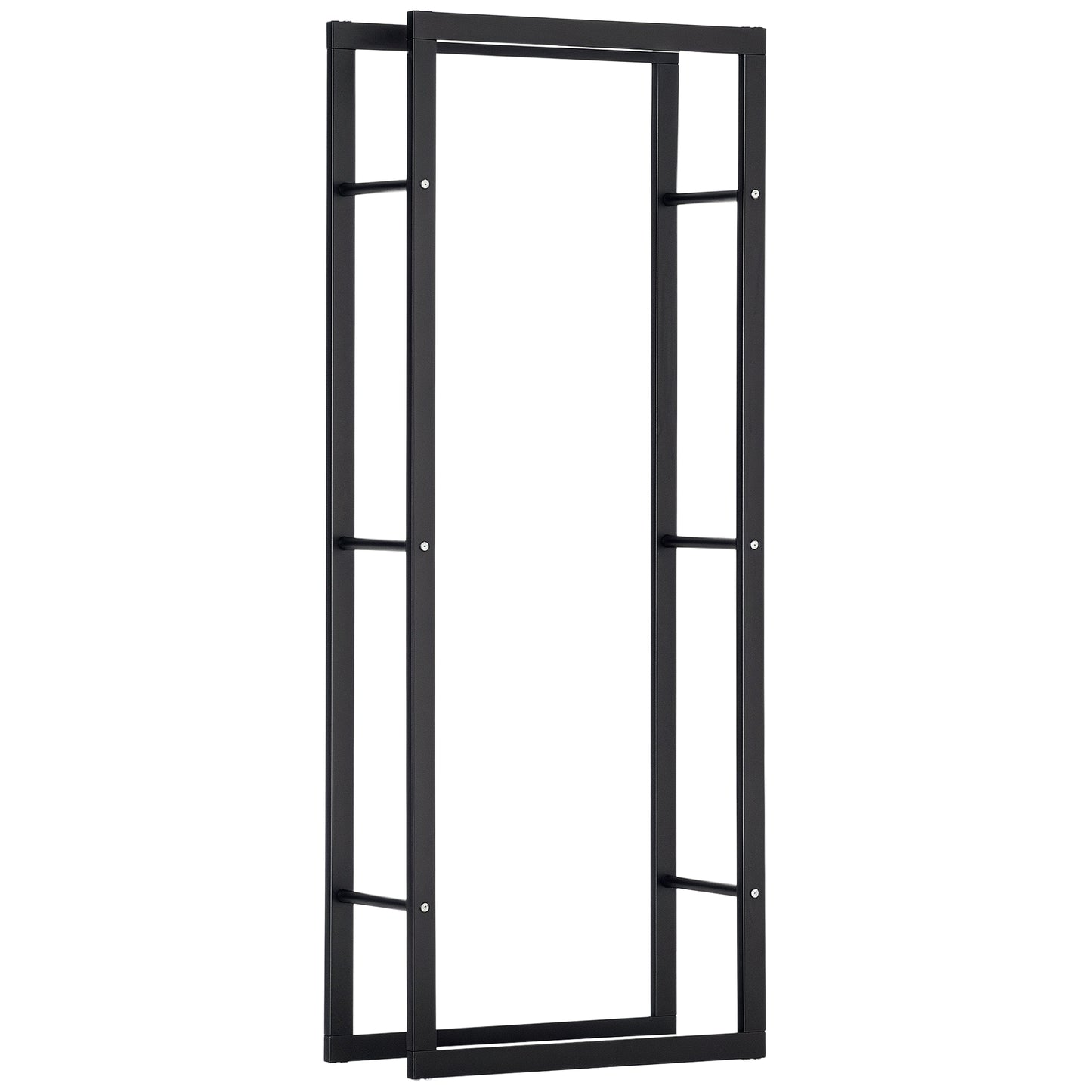 23.6" x 9.8" x 59.1" Firewood Rack Outdoor, Log Holder Fireplace Storage Rack with Handles and 220 lbs. Weight Capacity, Black