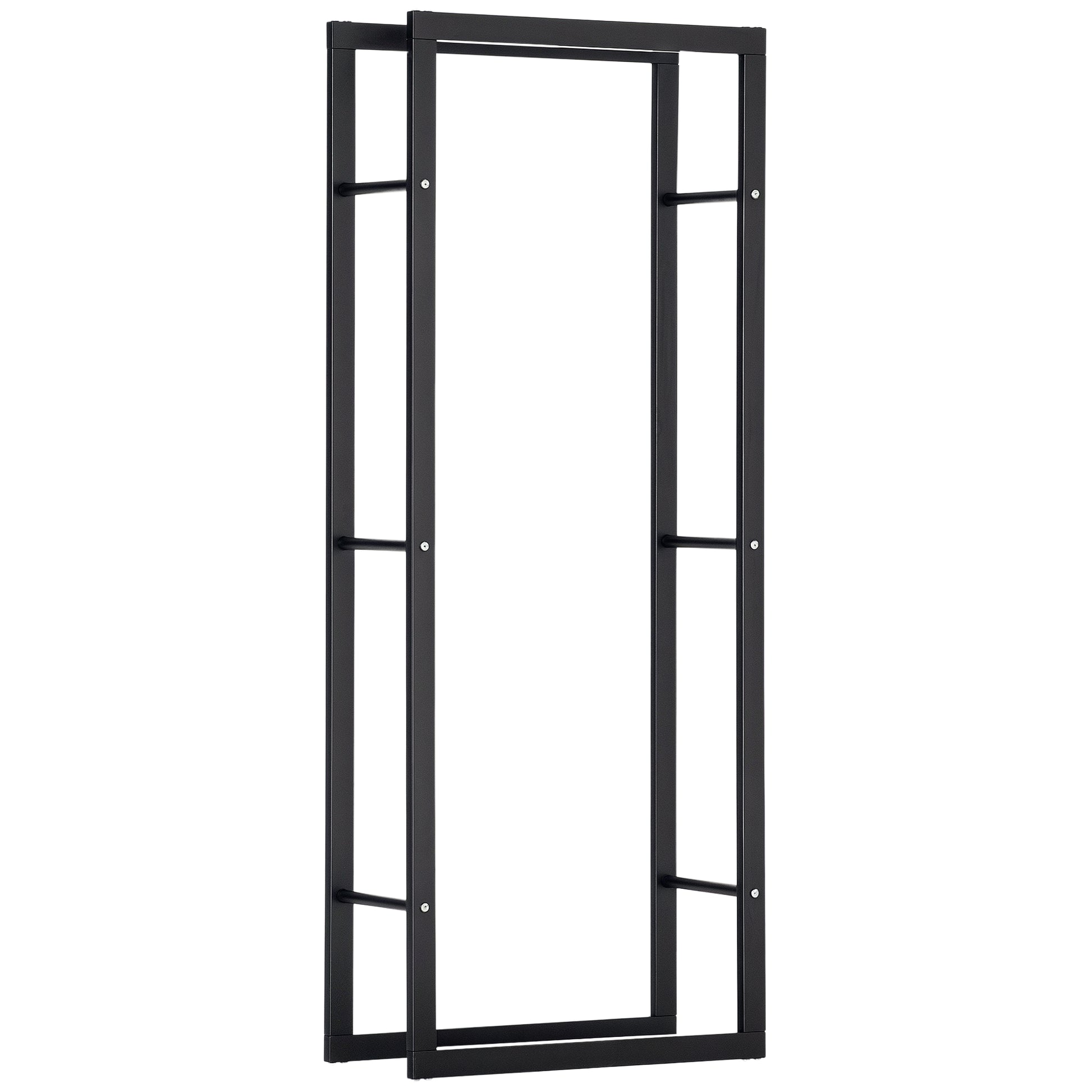 23.6" x 9.8" x 59.1" Firewood Rack Outdoor, Log Holder Fireplace Storage Rack with Handles and 220 lbs. Weight Capacity, Black