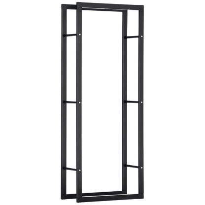 23.6" x 9.8" x 59.1" Firewood Rack Outdoor, Log Holder Fireplace Storage Rack with Handles and 220 lbs. Weight Capacity, Black