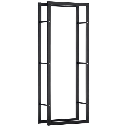 23.6" x 9.8" x 59.1" Firewood Rack Outdoor, Log Holder Fireplace Storage Rack with Handles and 220 lbs. Weight Capacity, Black