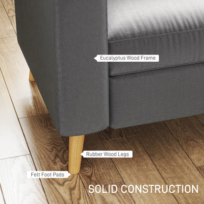 Sectional Sofa Couch, L Shaped Couch with Reversible Chaise, Wooden Legs for Living Room, Bedroom, Dark Grey