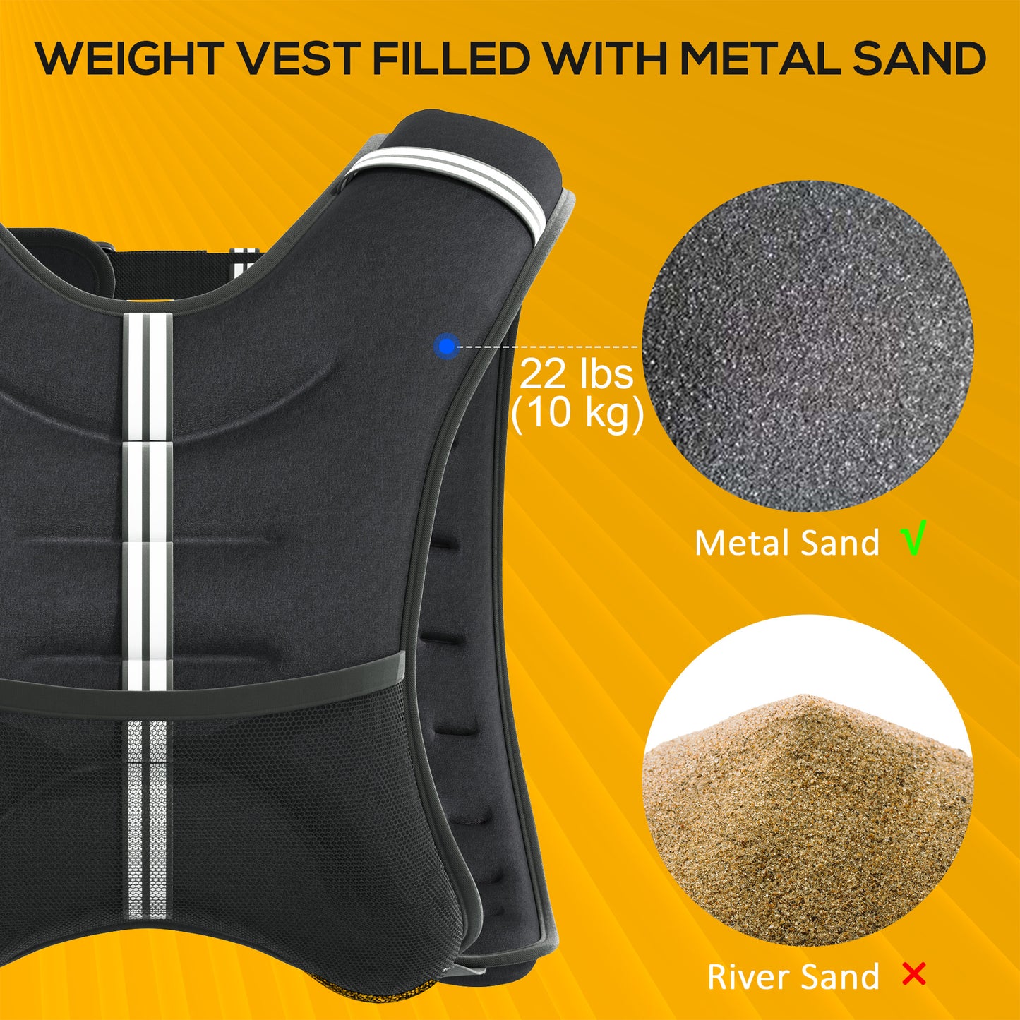 Soozier 22 lbs Weighted Vest, Weight Vest with adjustable Straps, Convenient Pocket and Reflective Strips, Fit for Men Women